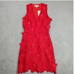 Michael Michael Kors Red Mini Dress Woman 0 Floral 3D Party Cocktail Coquette